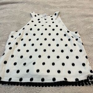 Ann Taylor White Top with Black Polka Dots
